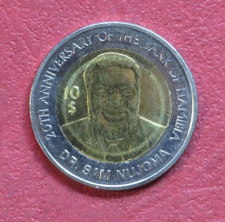 Namibia, Commemorative coin, 10 Dollars, 2010, uncirculated (UNC), "20 Years  Bank of Namibia"