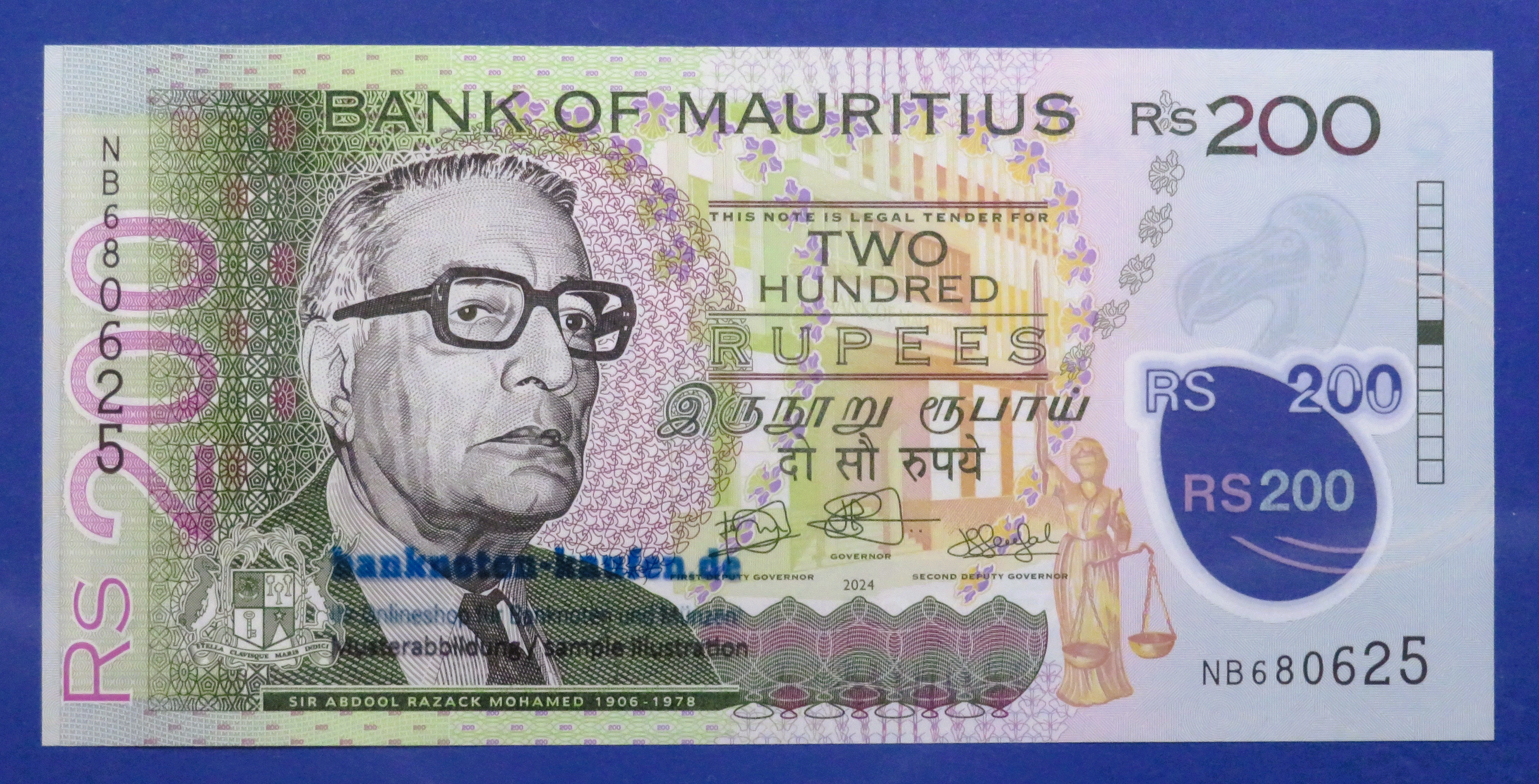 Mauritius, 200 Rupees, 2024, uncirculated (UNC), Polymer
