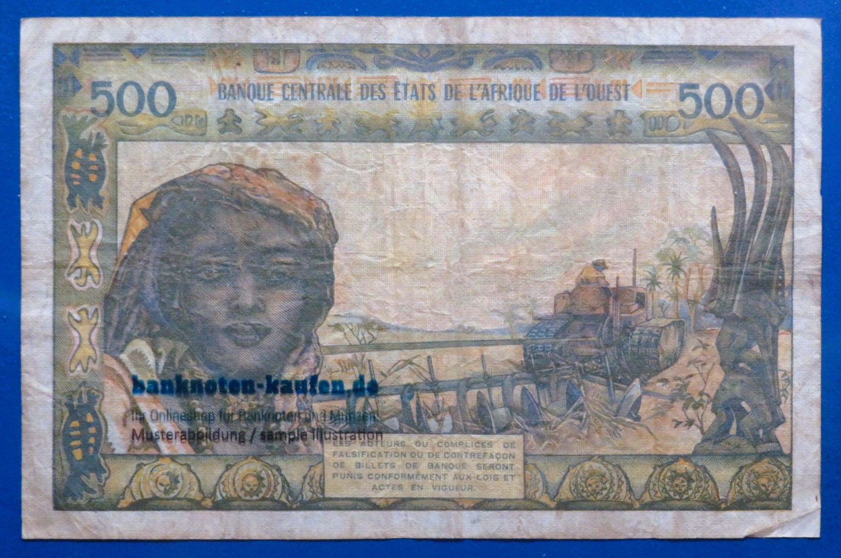 Westafrikanische Staaten, 500 Francs, ND (1959-64), gebraucht (USED / F+), P-202Bk