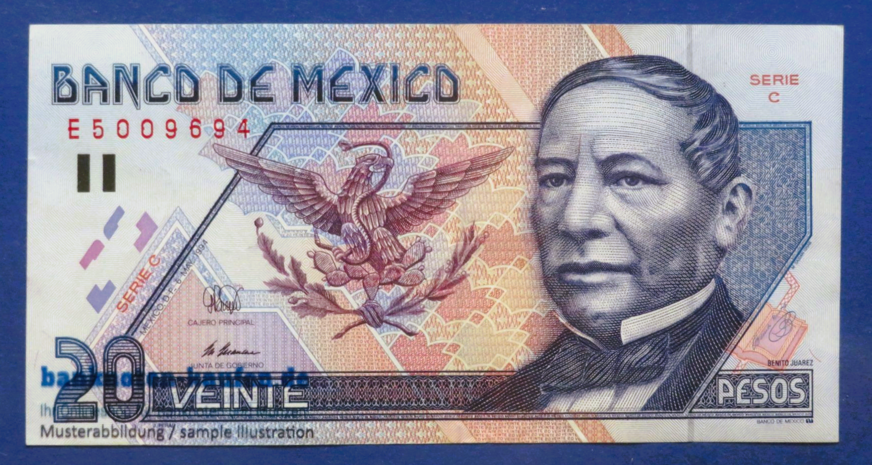 Mexiko, 20 Pesos, 1994, gebraucht (USED / XF+), P-106a