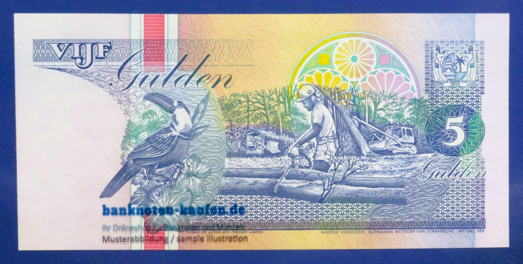 Suriname, 5 Gulden, 1998, kassenfrisch (UNC), P-136b