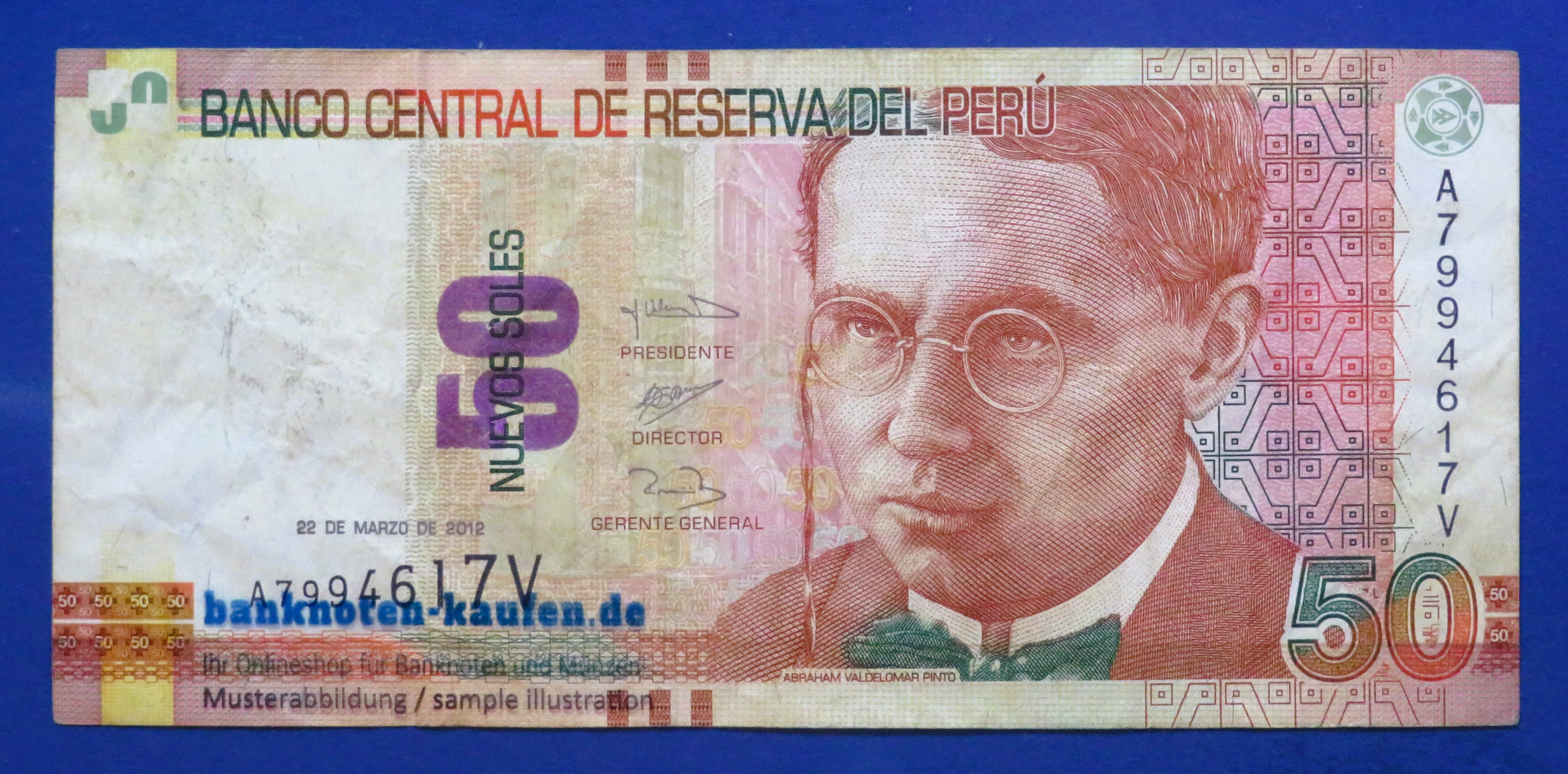 Peru, 50 Nuevos Soles, 2012, circulated (USED / VF-), P-189