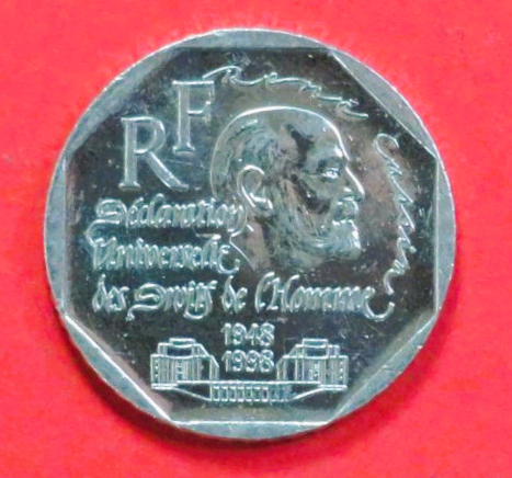 Frankreich:  2 Francs, 1998, gebraucht (used / ss+), Gedenkausgabe, # 540