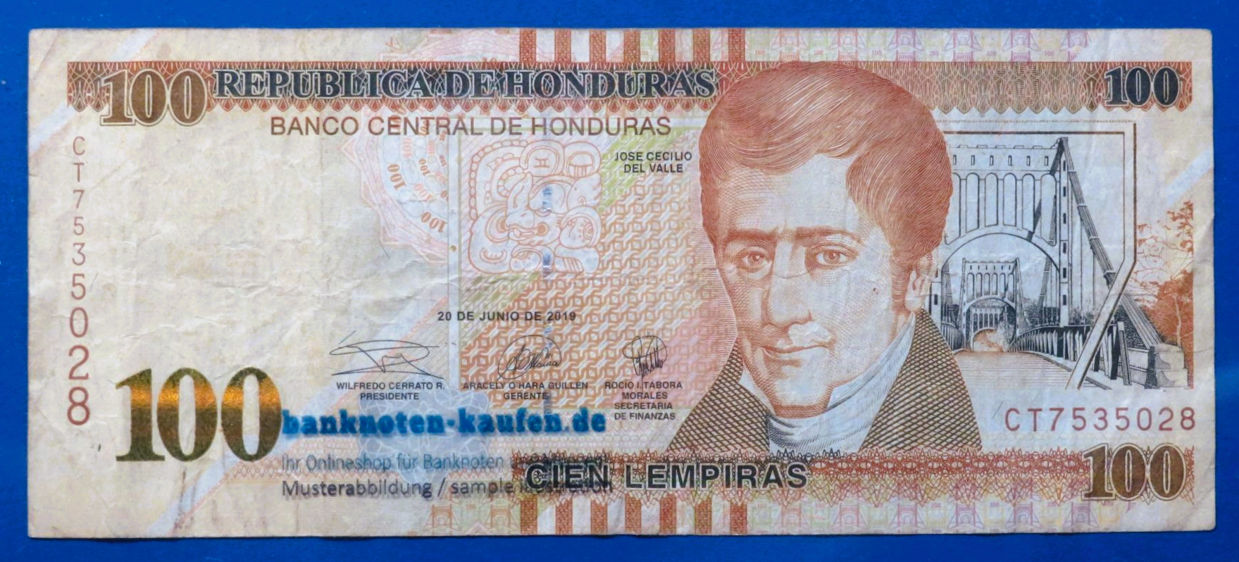 Honduras, 100 Lempiras, 2019, circulated (USED /  F) 