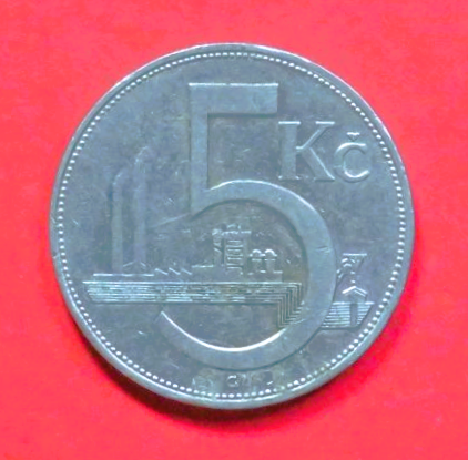 Czechoslovakia:  5 Korun, 1938, circulated (USED / vf)