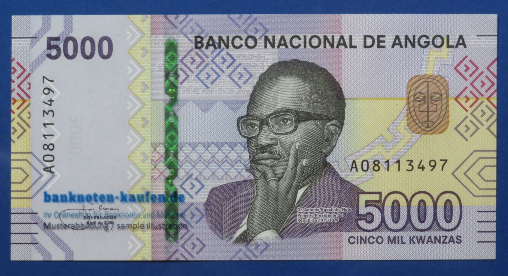 Angola - 5,000 Kwanzas, 2020, about uncirculated (AU)