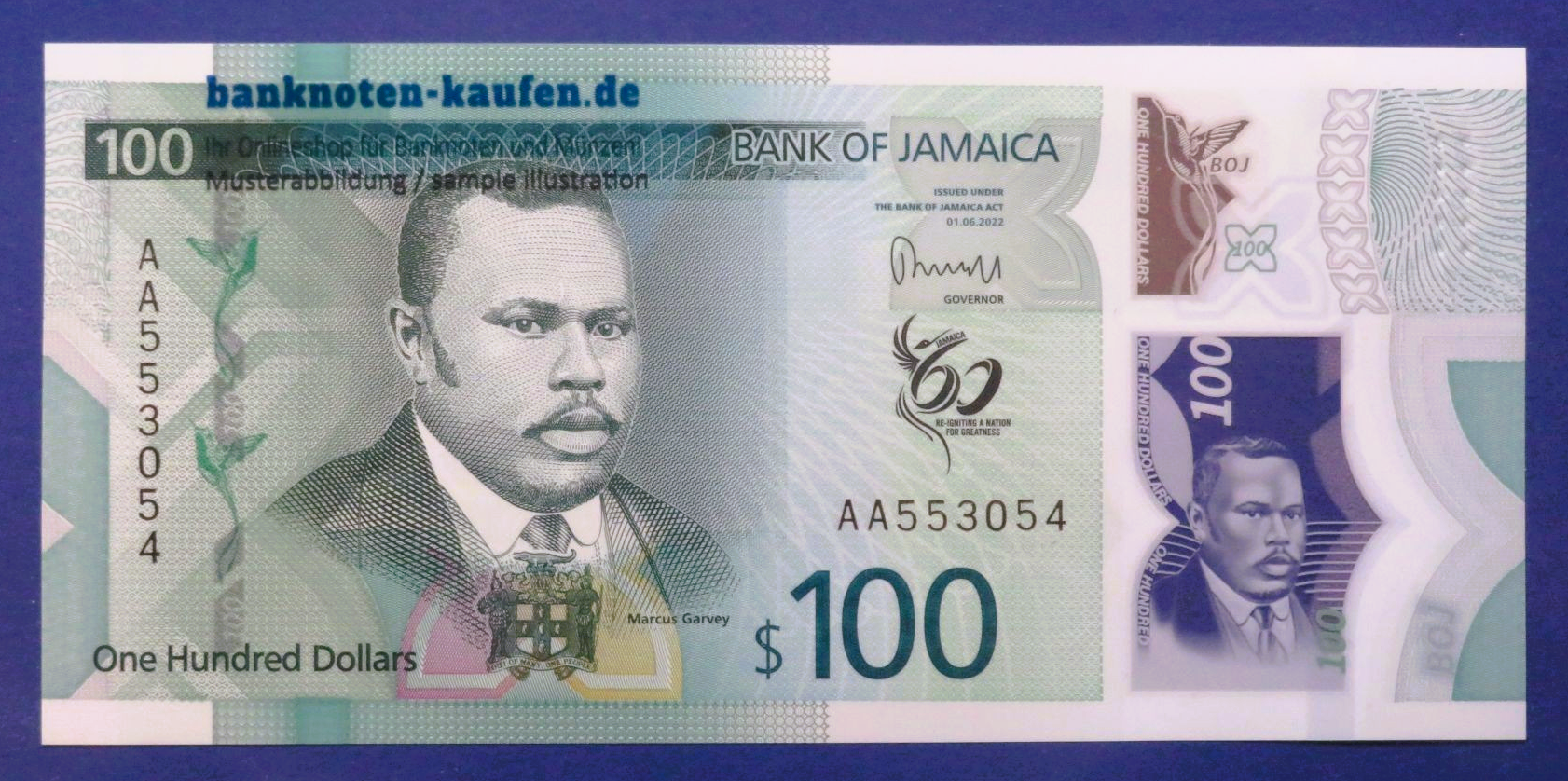 Jamaica, 100 Dollars, 2022, uncirculated (UNC), Polymer, Commemorative issue