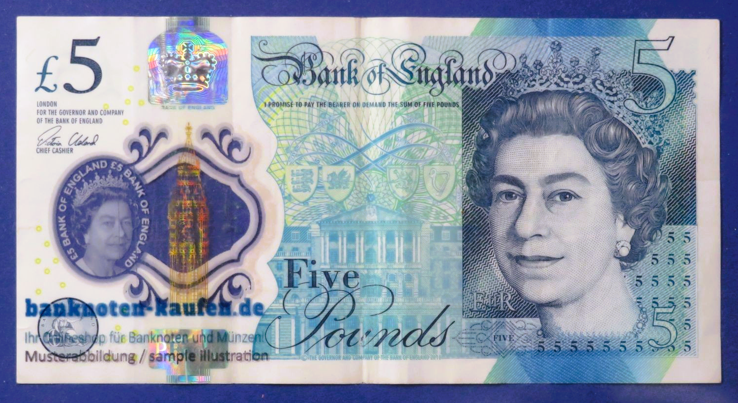 Great Britain, 5 Pounds, 2015, circulated (USED / VF-), Polymer, P-394