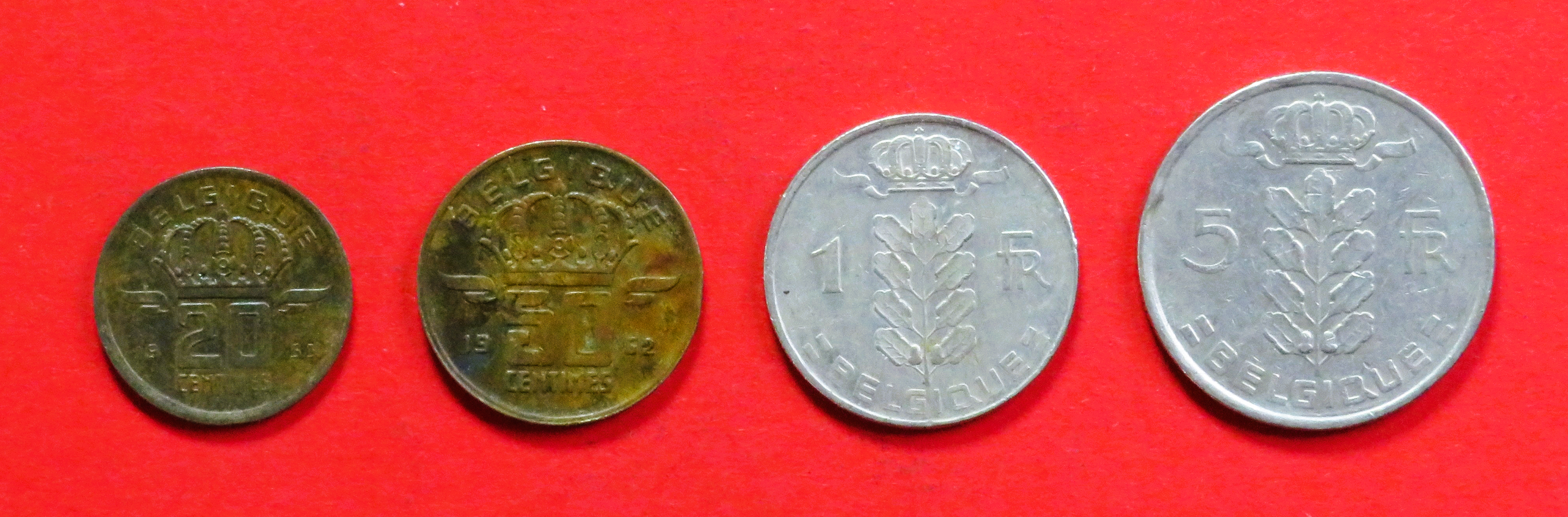 Belgium - Set 10:  20/50 Centimes + 1/5 Francs (fr-type), 1948-2001, circulated (USED / vf)