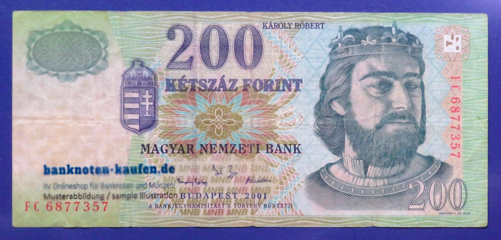 Hungary, 200 Forint, 2001, circulated (USED / F), P-187a
