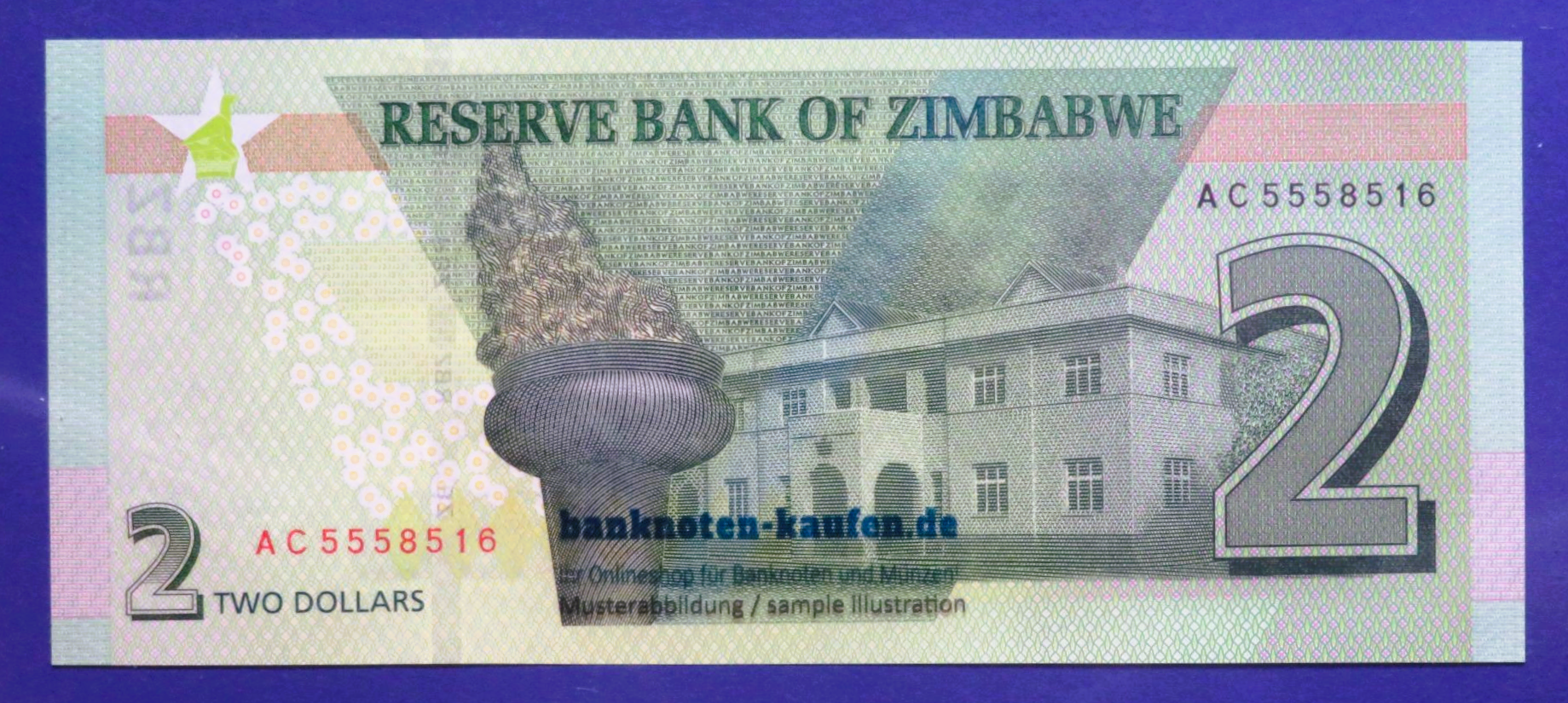 Simbabwe, 2 Dollars, 2019, kassenfrisch (UNC), P-101