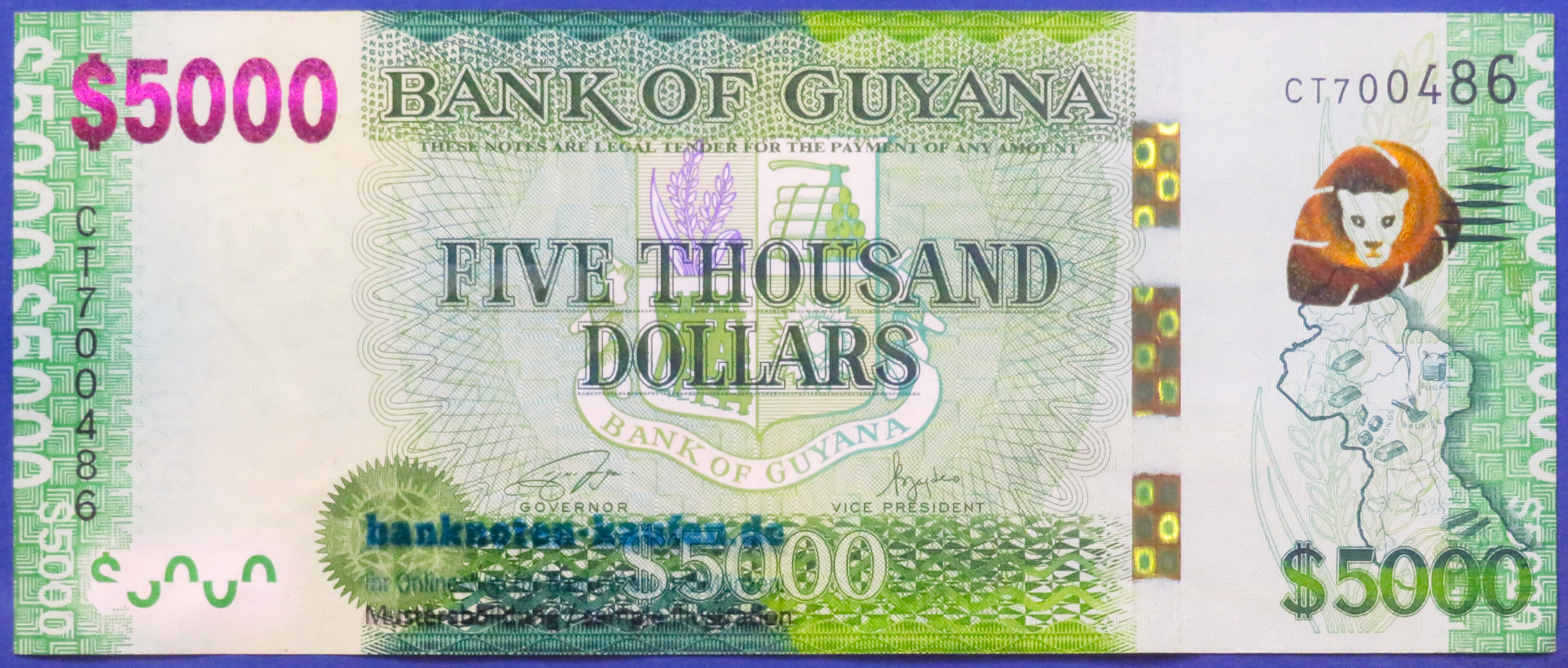 Guyana, 5.000 Dollars, 2023ND, vorzüglich (XF)