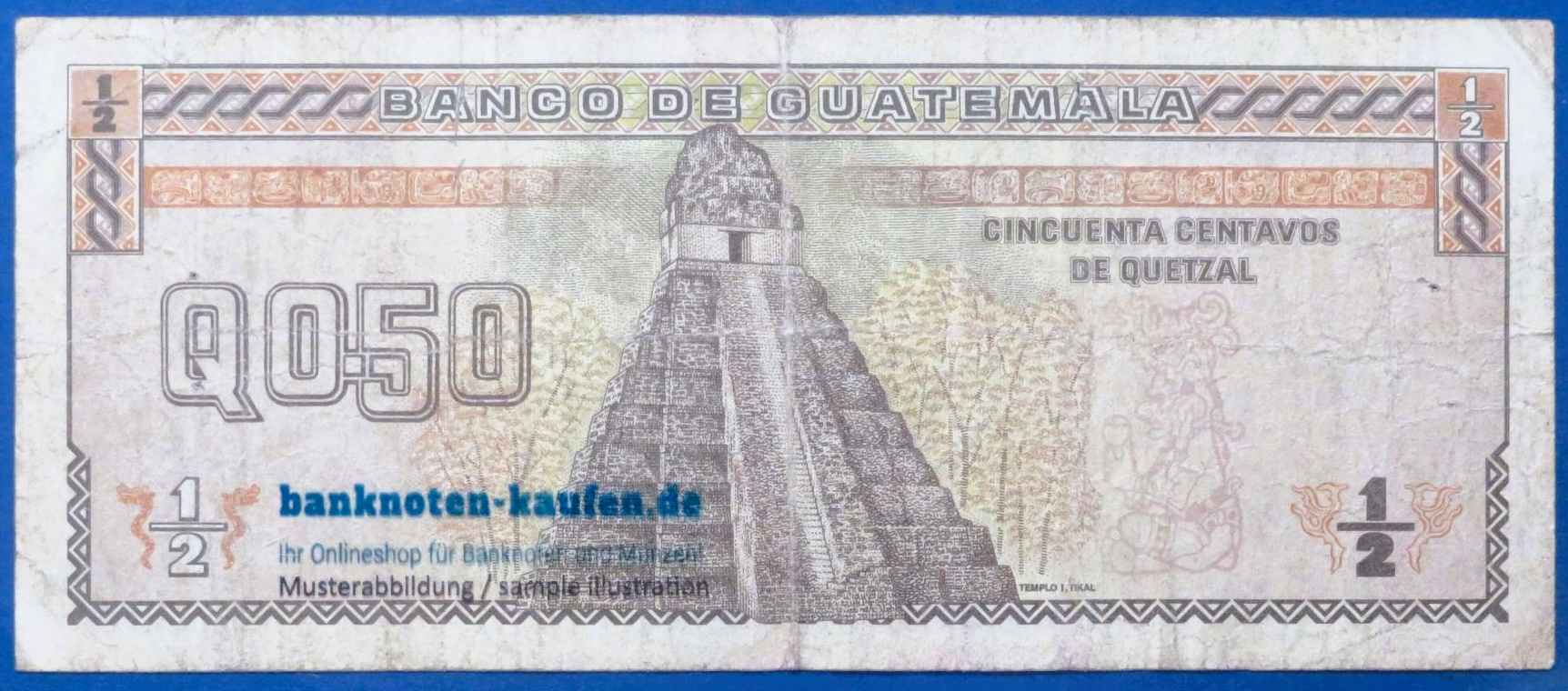 Guatemala, ½ Quetzal, 1989, gebraucht (USED / F), P-72a