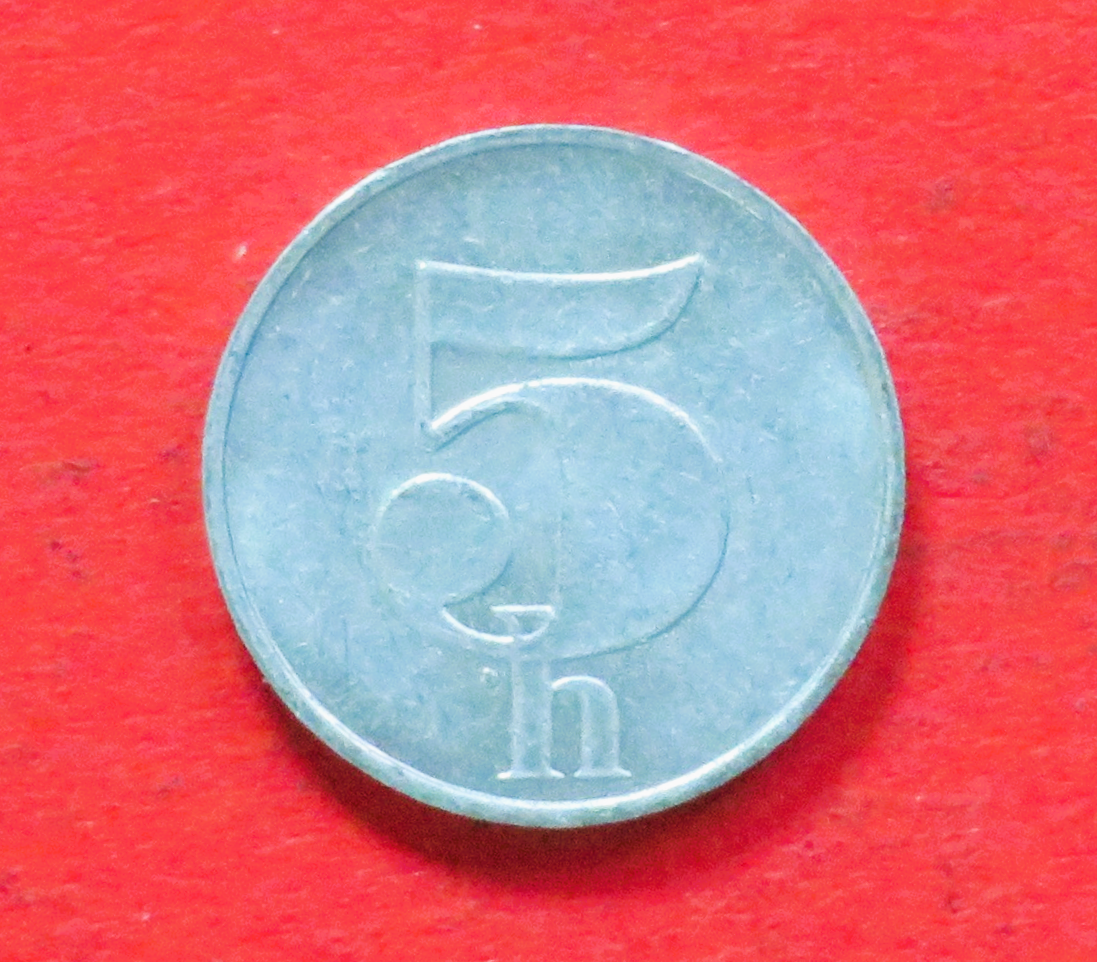 Tschechoslowakei (CSFR): 5 Haleru, 1991-1992, gebraucht (used / ss-vz), # 147