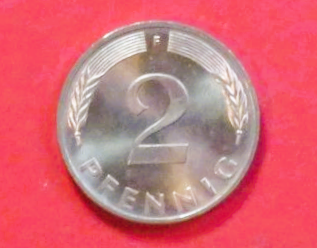 Bundesrepublik Deutschland: 2 Pfennig, 1967-2001, gebraucht (used / vz), # 104a