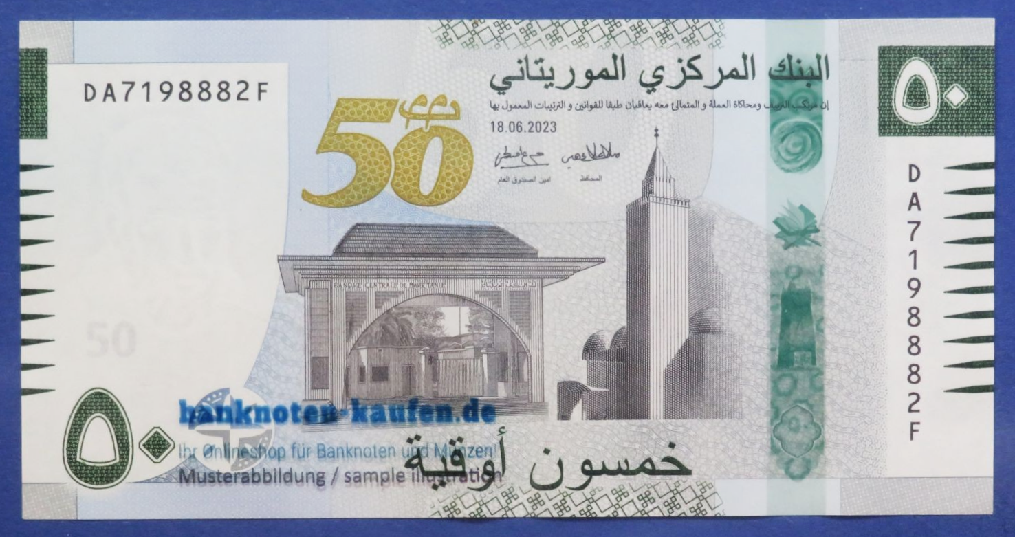 Mauritania, 50 Ouguiya, 2023, circulated (USED / XF), Commemorative issue, serie DA, P-28a