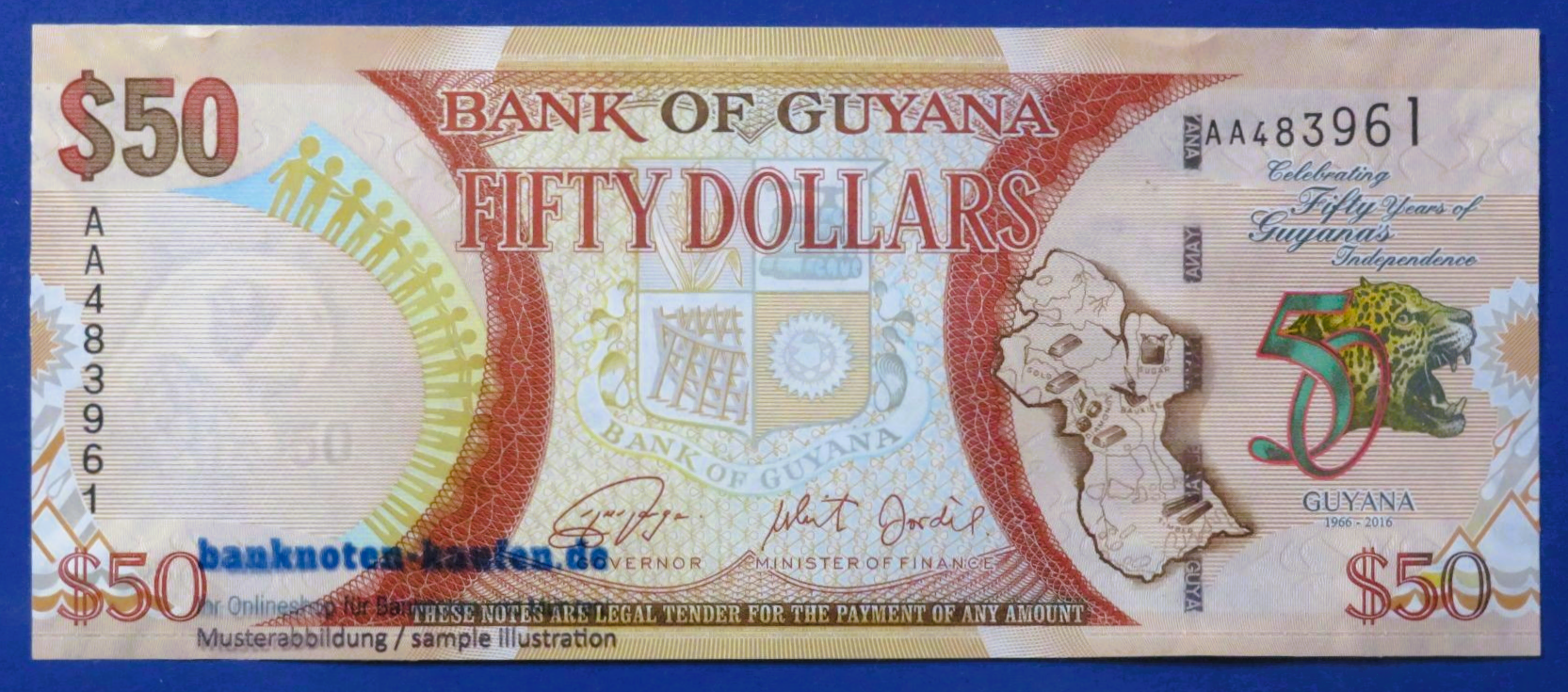 Guyana, 50 Dollars, 2016, uncirculated (UNC), Commemorative issue, P-41