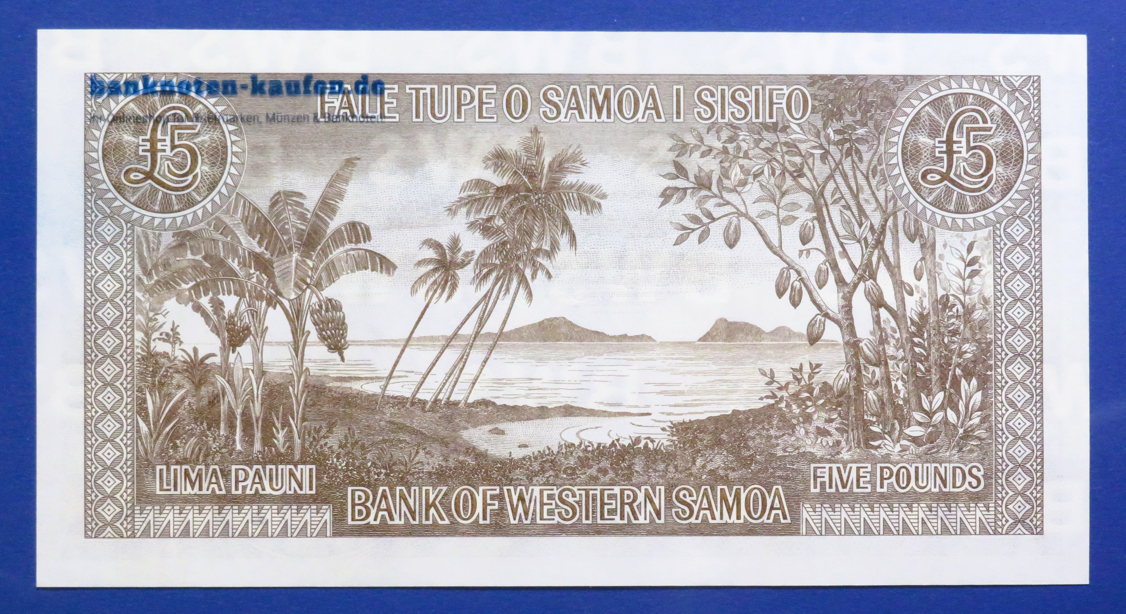 Samoa, 5 Pounds, ND (1963/2020), about uncirculated (AU), P-15r (official reprint)