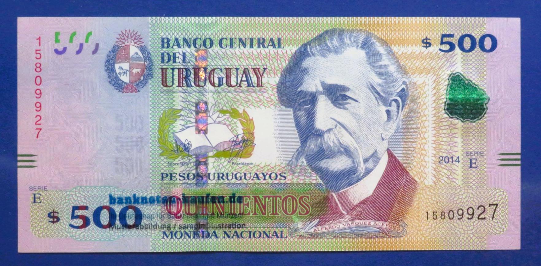 Uruguay, 500 Pesos Uruguayos, 2014, about uncirculated (AU), P-97a