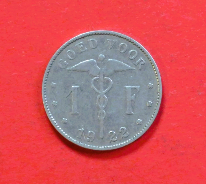 Belgium:  1 Frank (nl-type), 1922-1935, circulated (USED / vf)