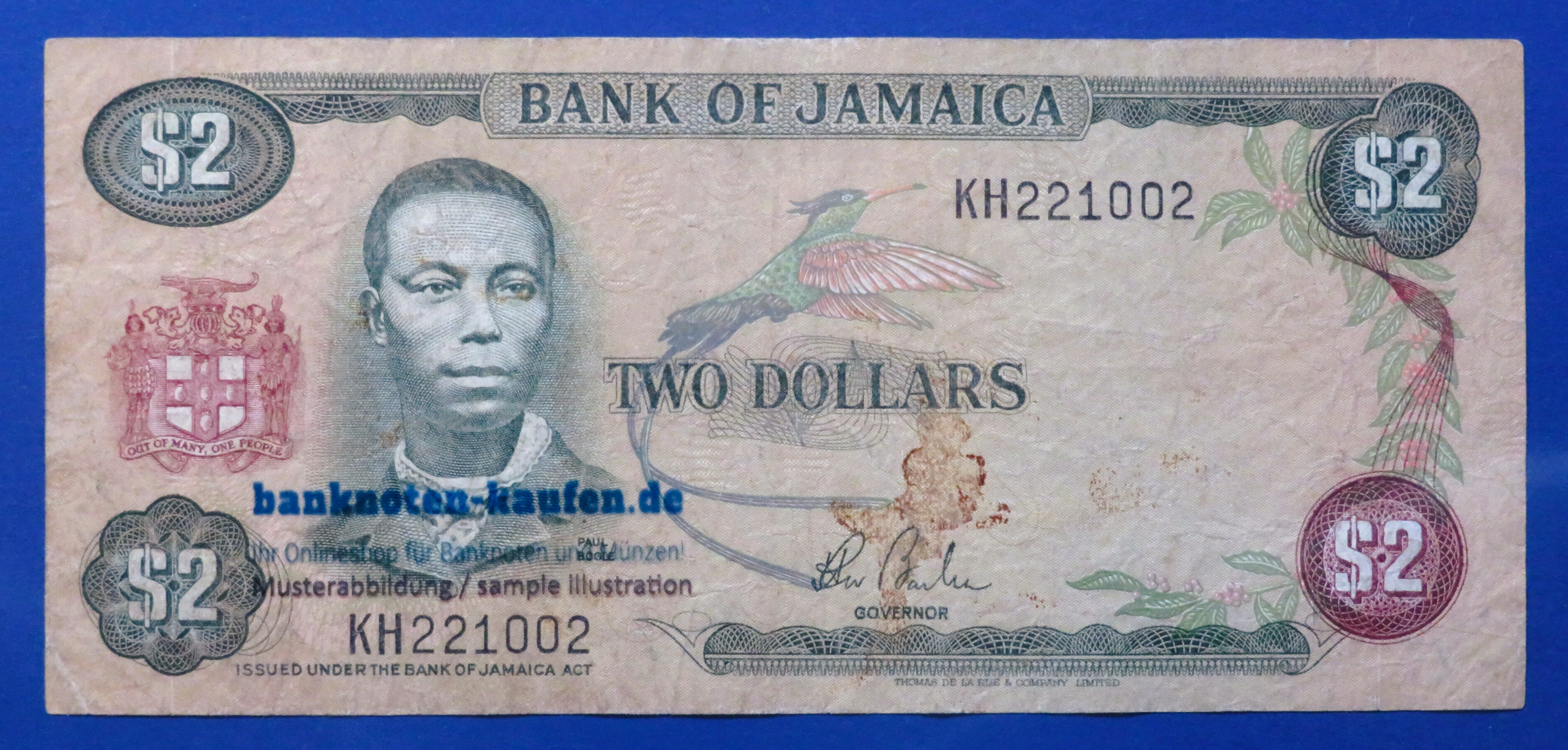 Jamaica, 2 Dollars, 1982-1986ND, circulated (USED / F), P-65b