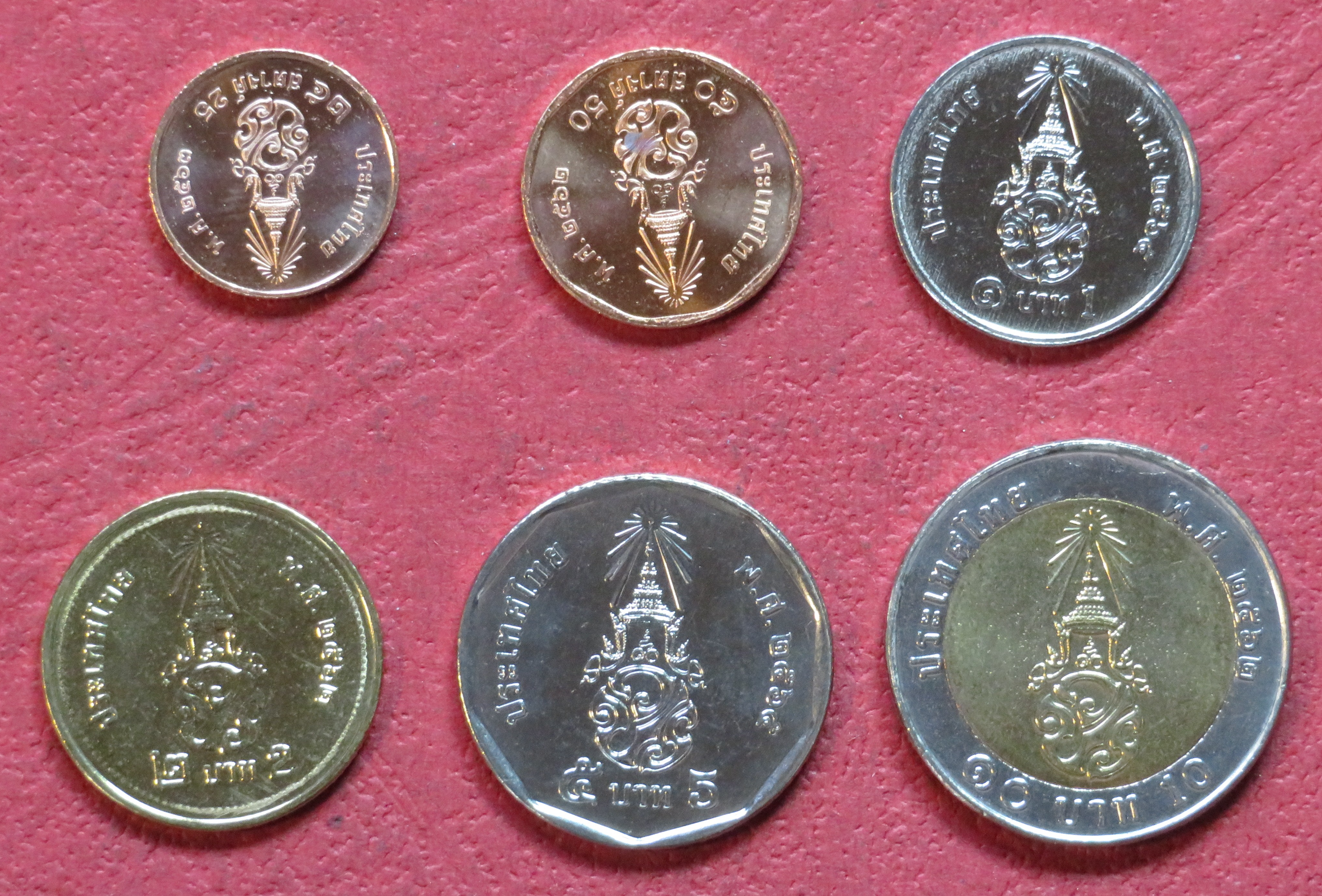 Thailand, set of 6 circulating coins, 0,25-10 Baht, 2019-2021, uncirculated (UNC)