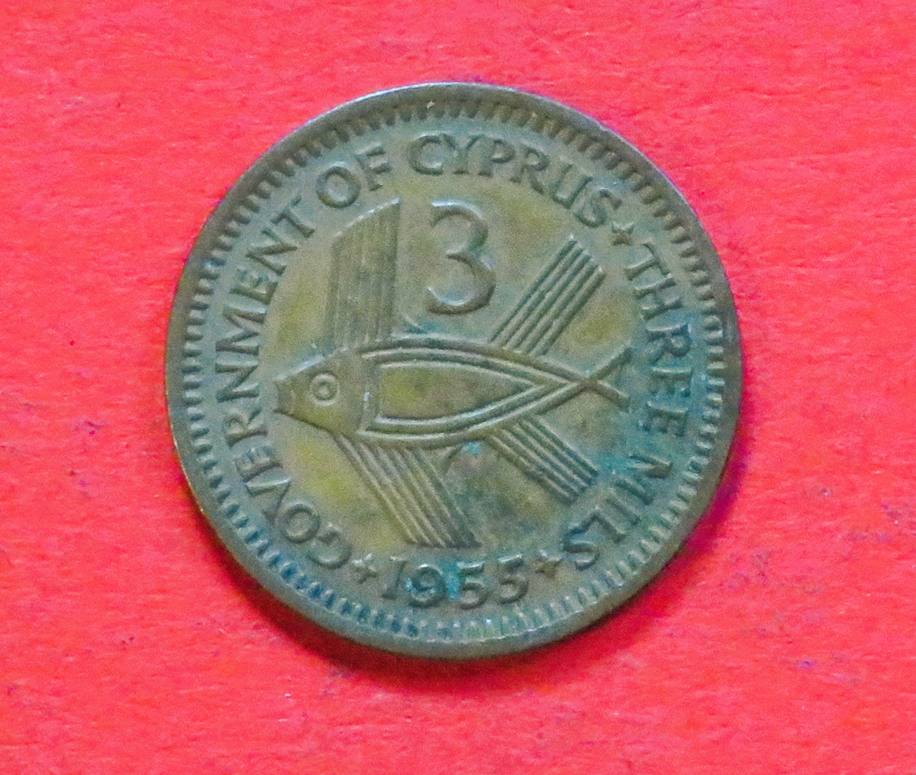 Zypern:  3 Mils, 1955, gebraucht (used / ss), # 33
