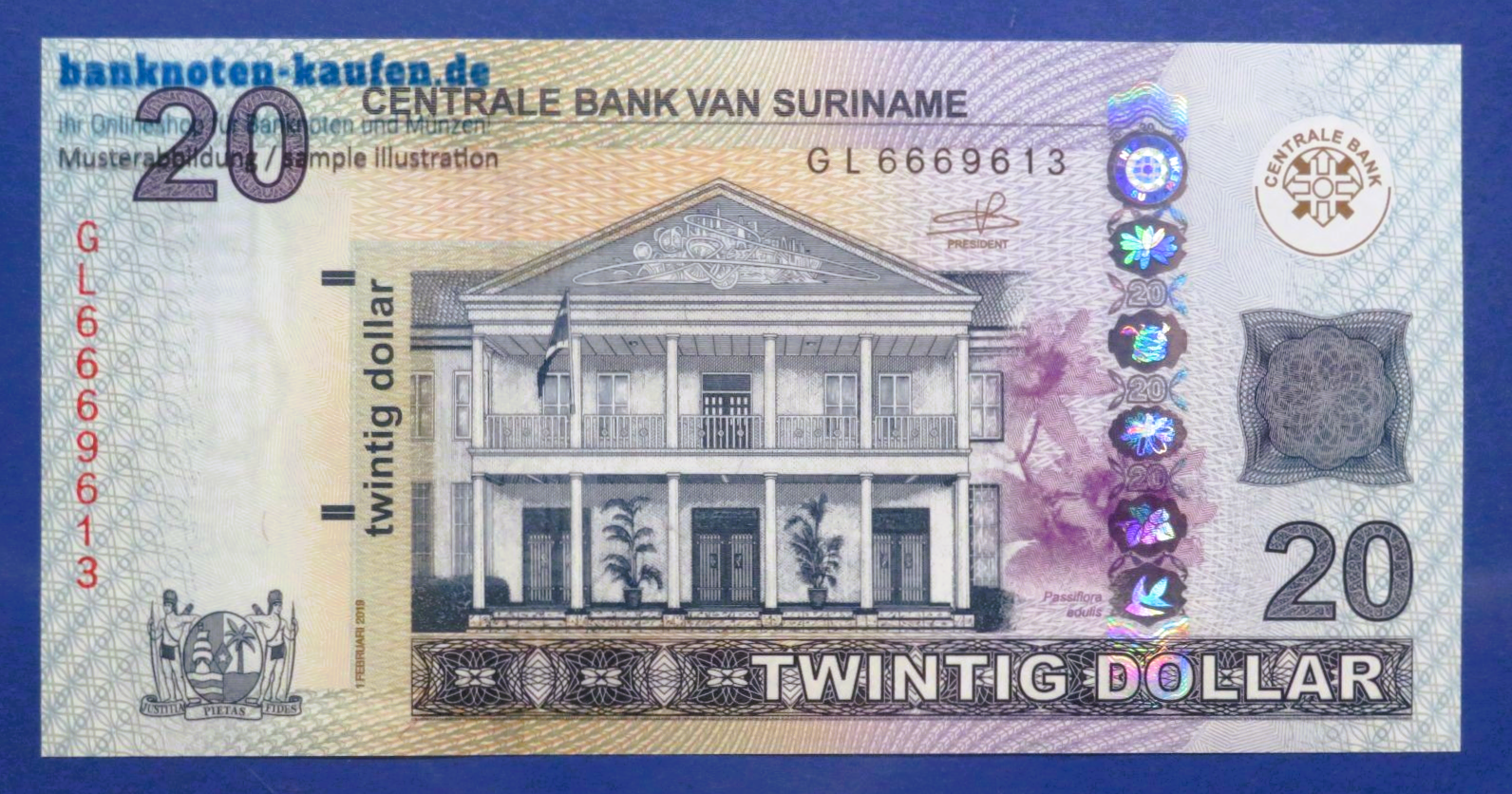Suriname, 20 Dollars, 2019, uncirculated (UNC), P-164c