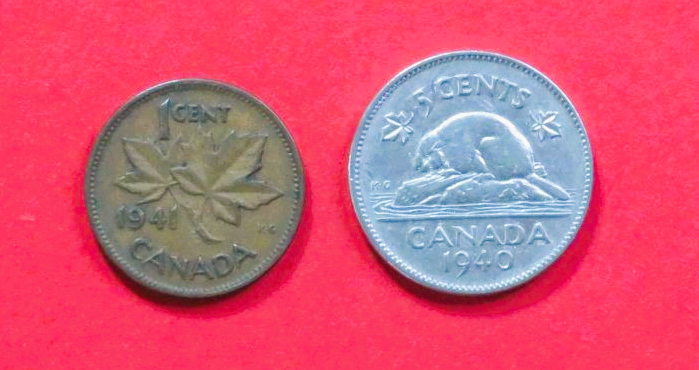 Canada:  1/5 Cents, 1941/1940, circulated (used / vf), George VI., # 31.1/32.2