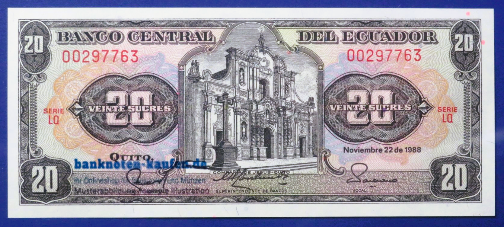 Ecuador, 20 Sucres, 1988, uncirculated (UNC), P-121A