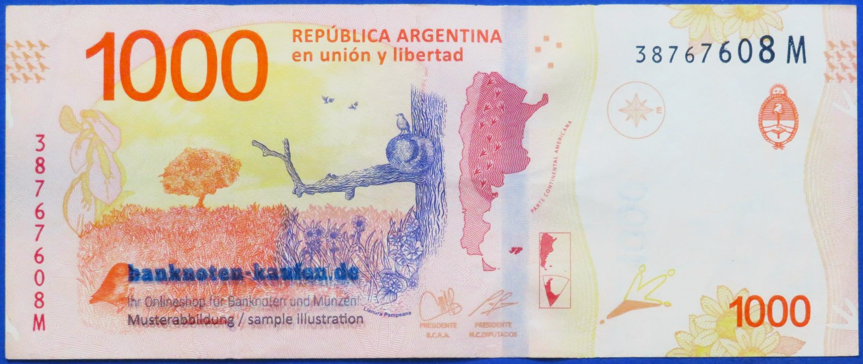 Argentinien, 1.000 Pesos, 2017ND, gebraucht (USED / VF), P-366
