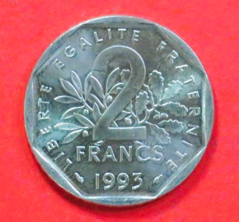 Frankreich:  2 Francs, 1993, gebraucht (used / ss+), Gedenkausgabe, # 305