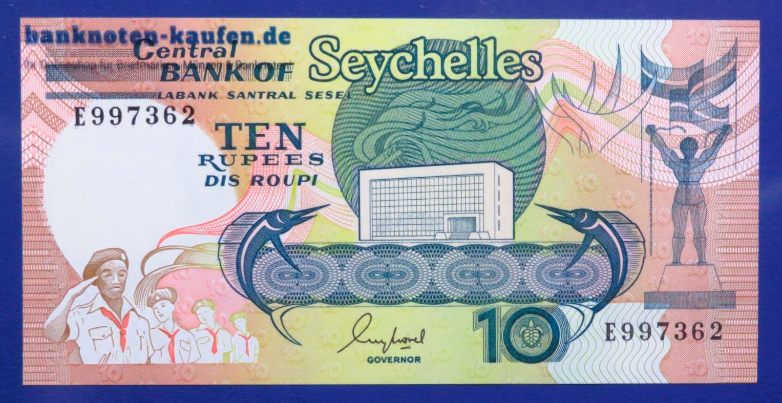 Seychellen, 10 Rupien, 1989ND, kassenfrisch (UNC), P-32