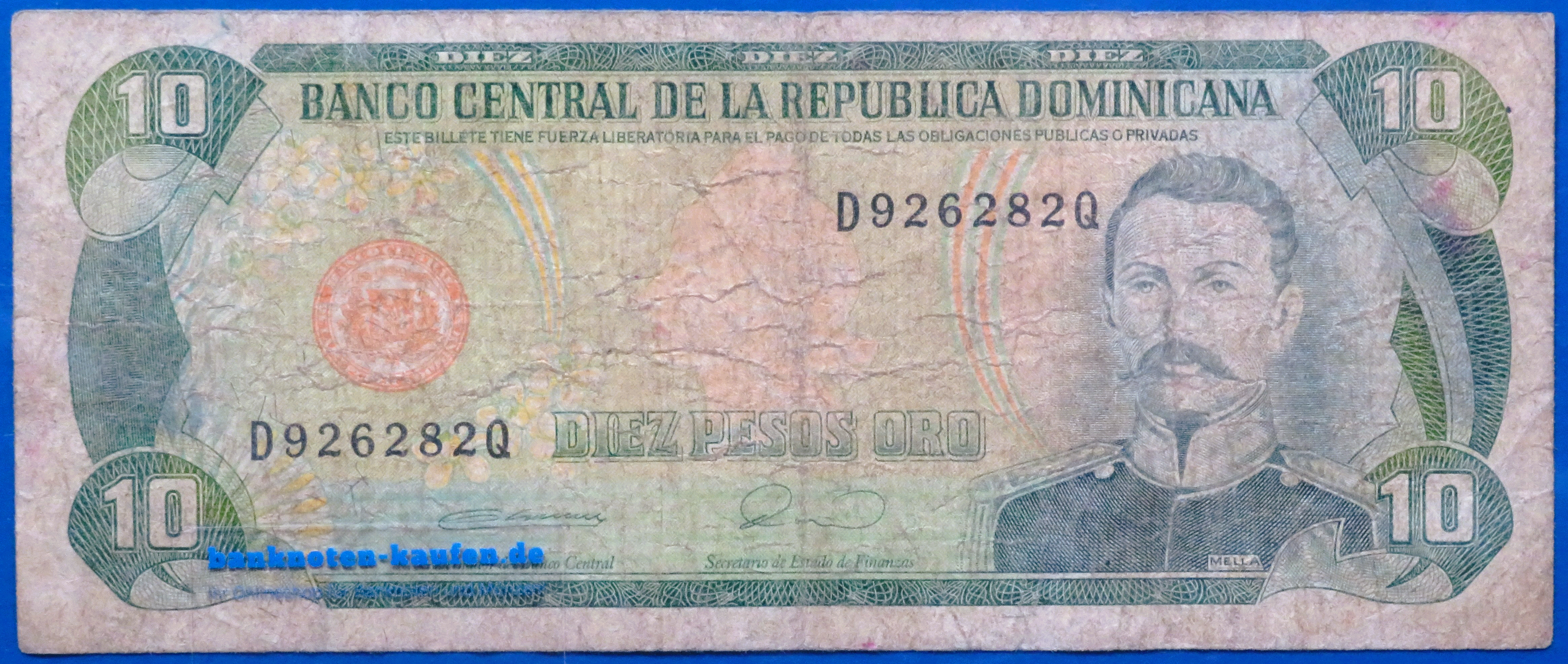 Dominikanische Republik, 10 Pesos oro, 1990, gebraucht (USED / VG), P-132