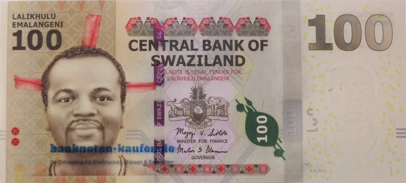 Swaziland, 100 Emalangeni, 2010, uncirculated (UNC), P-39