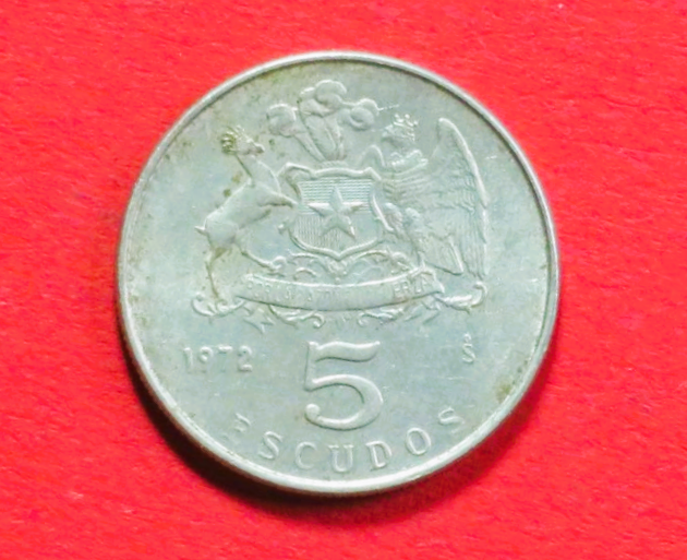 Chile: 5 Escudos, 1971-1972, gebraucht (used / ss), # 45