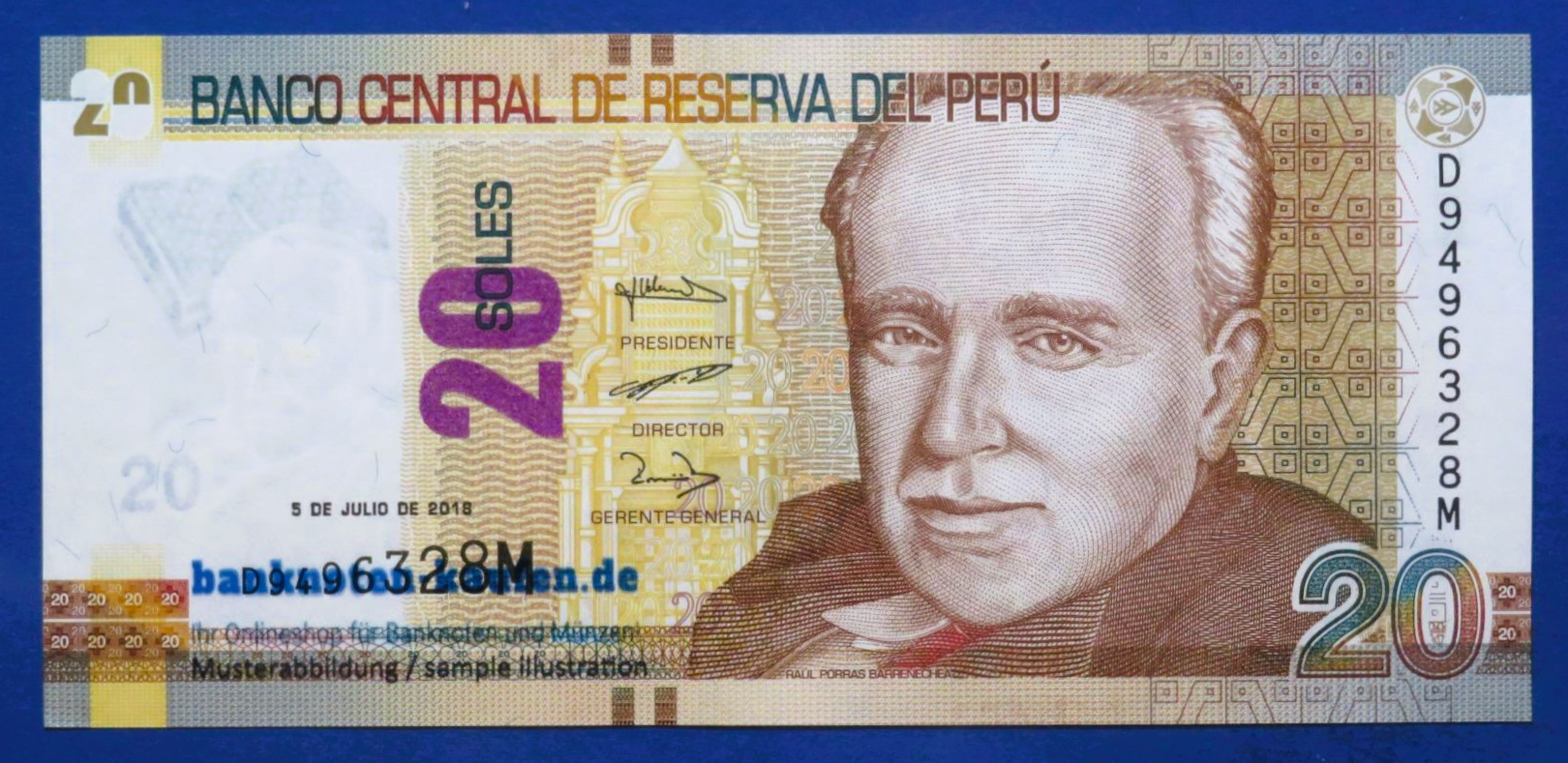 Peru, 20 Soles, 2018, about uncirculated (AU), P-193b