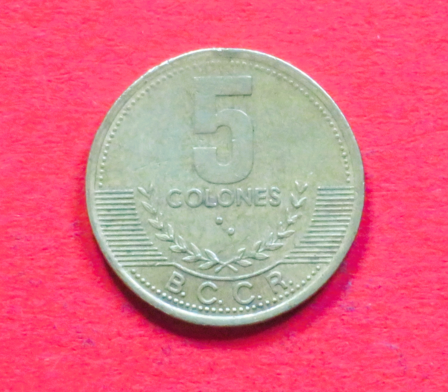 Costa Rica: 5 Colones, 1997-2001, gebraucht (used / ss), # 88a