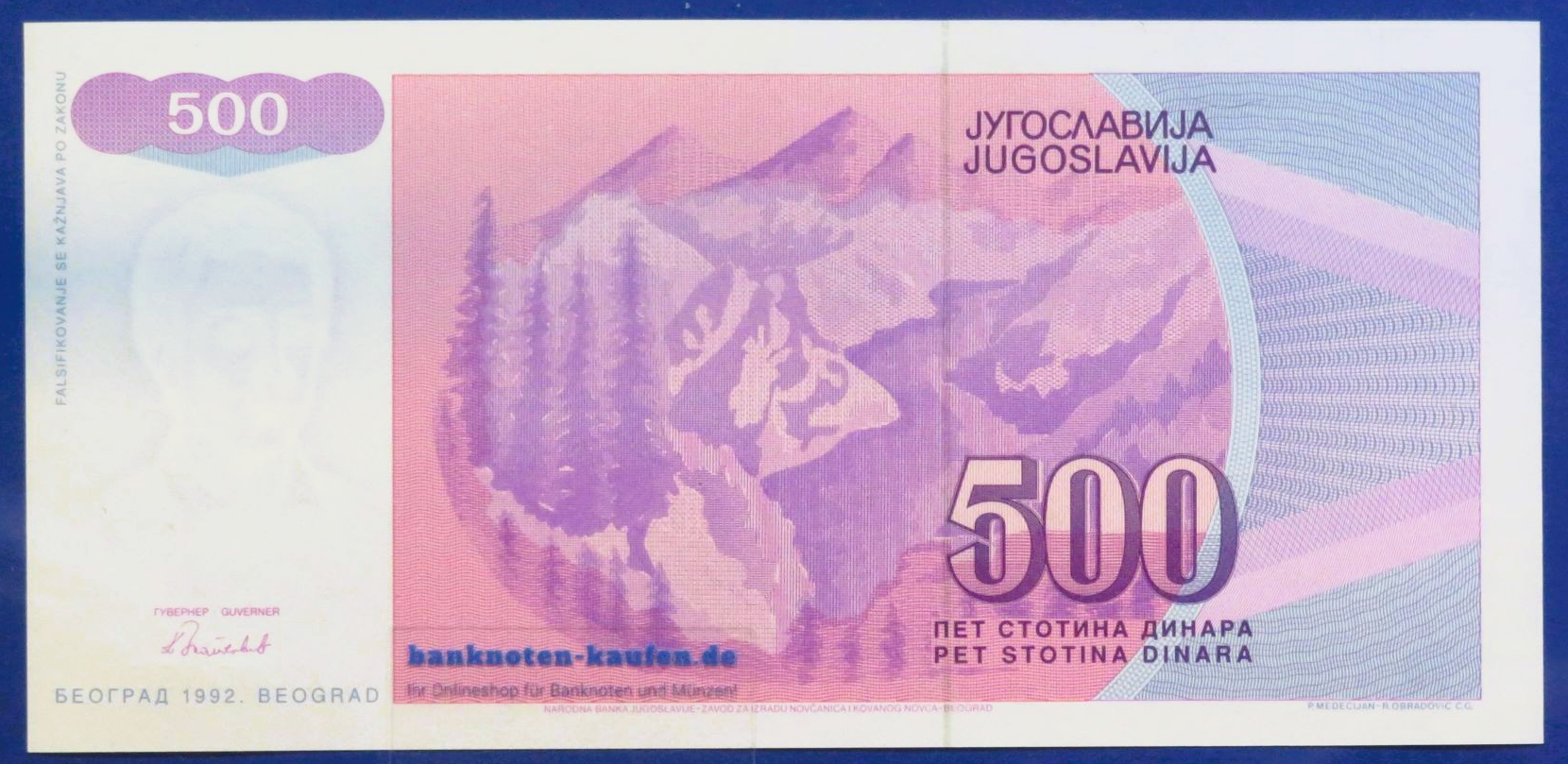 Jugoslawien, 500 Dinara, 1992, kassenfrisch (UNC), P-113