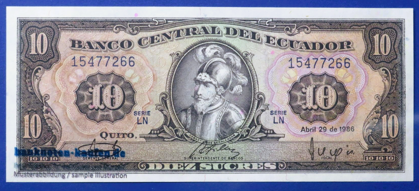 Ecuador, 10 Sucres, 1986, uncirculated (UNC), P-121