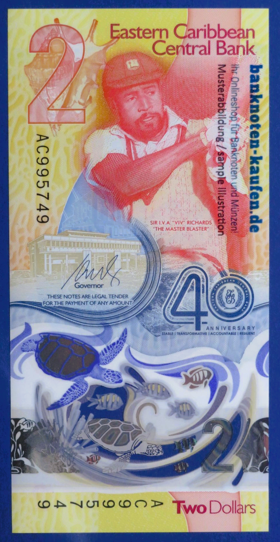 East Caribbean States, 2 Dollars, 2023ND, uncirculated (UNC), Polymer, Commemorative issue