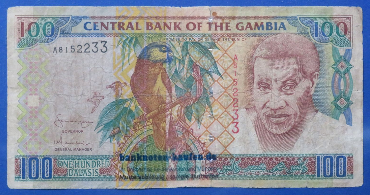 Gambia, 100 Dalasis, 2001-2005ND, circulated (USED / G), P-24