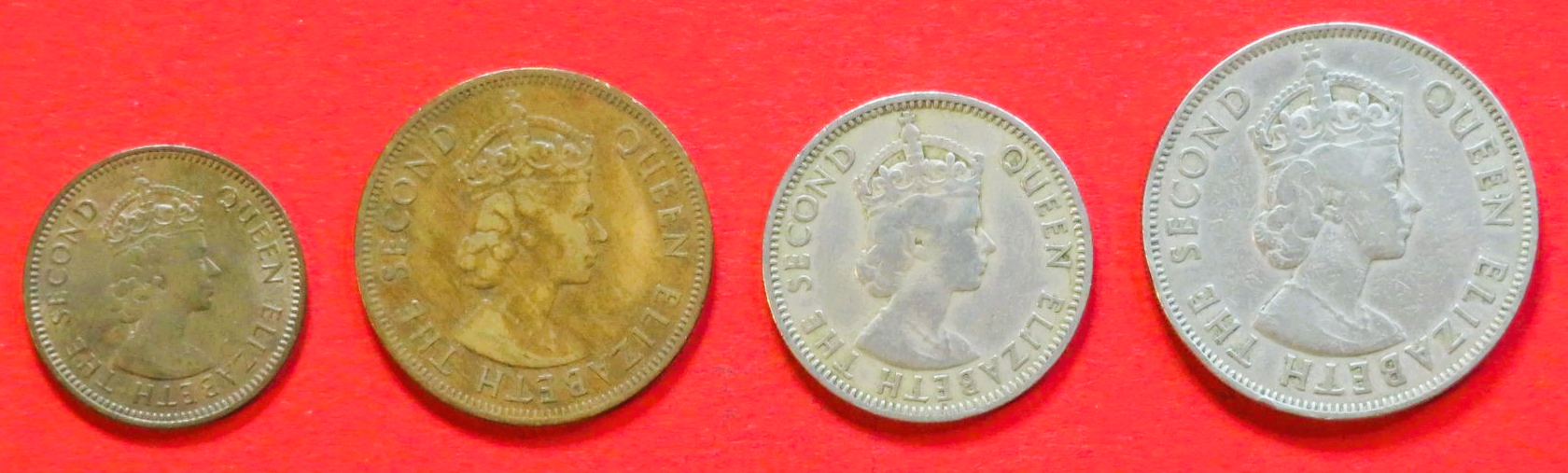 Zypern - Set:  3/5/50/100 Mils, 1955/1956, gebraucht (used / ss), # 33/34/36/37
