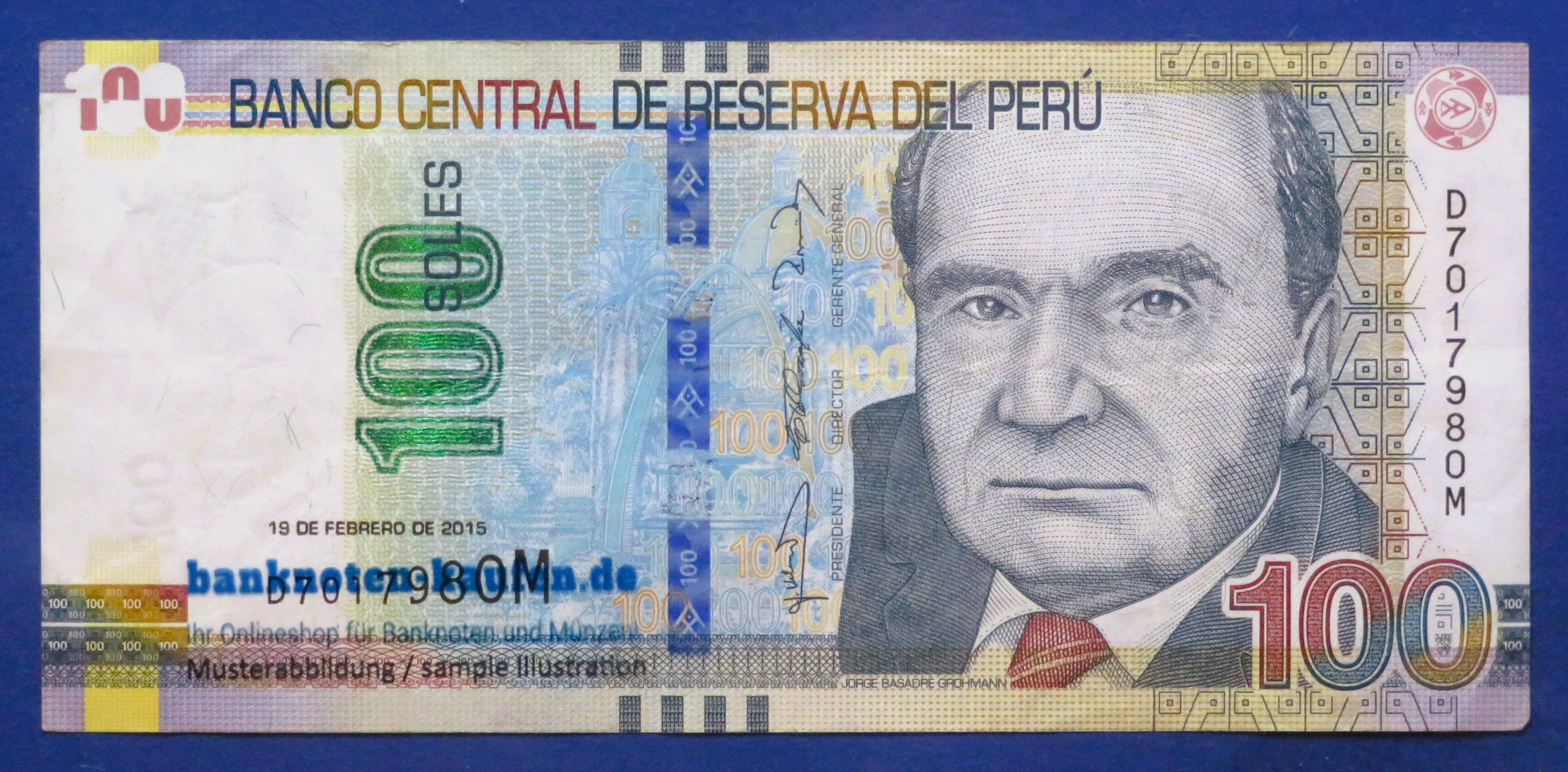 Peru, 100 Soles, 2015, circulated (USED / VF), P-195
