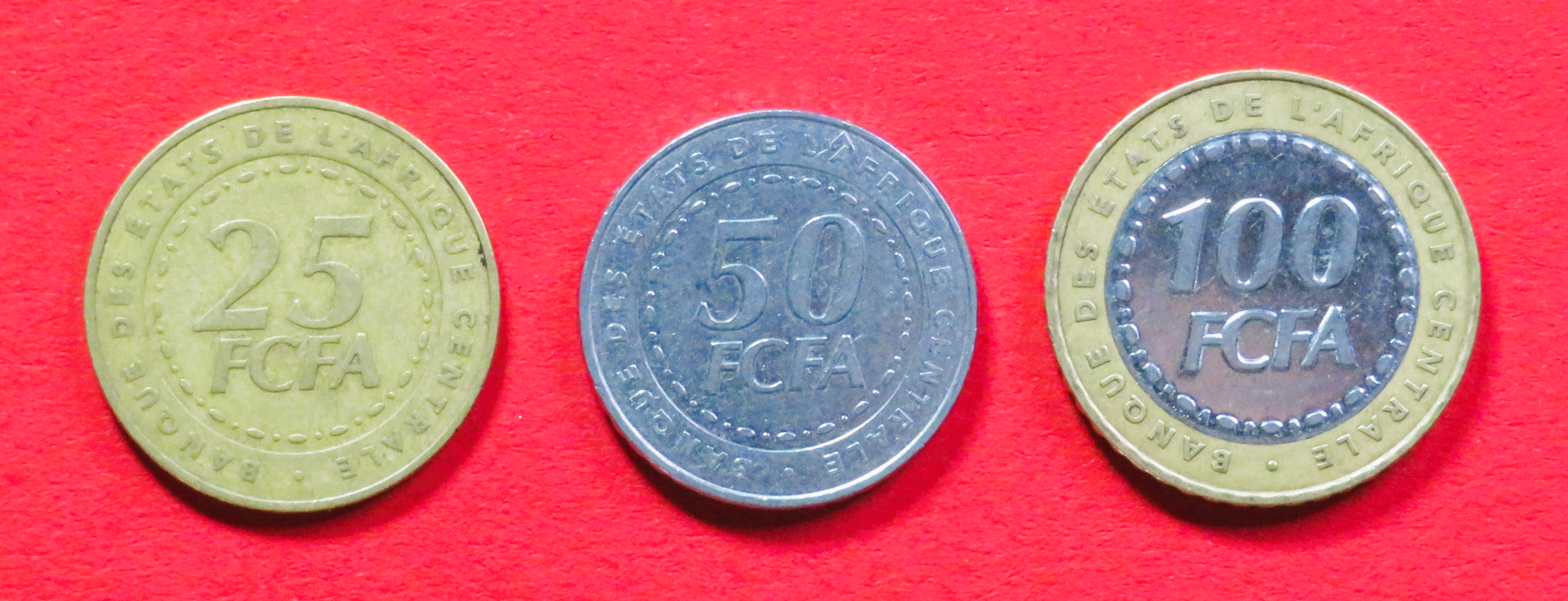 Central African States - Set 3:  25/50/100 Francs, 2006, circulated (used / vf), # 31-33