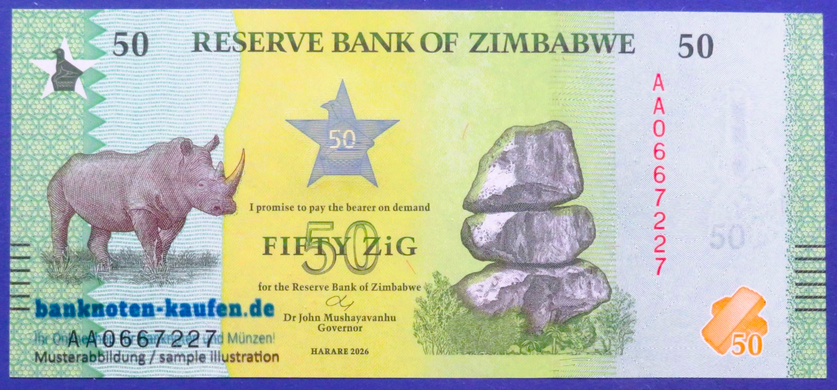 Zimbabwe, 50 ZiG, 2026, uncirculated (UNC), P-new