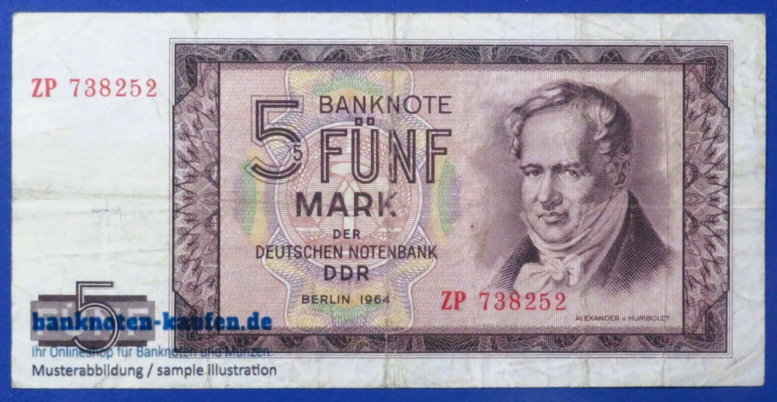 Germany-Democratic Republic (GDR), 5 Mark, 1964, circulated (USED / VF-), P-22