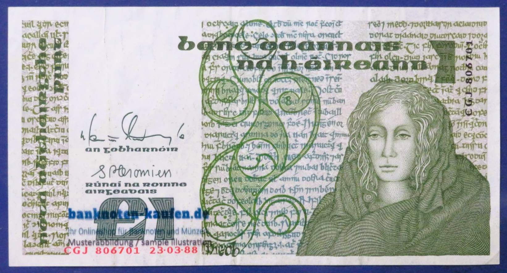 Ireland, 1 Pound, 1988, circulated (USED / VF), P-70d