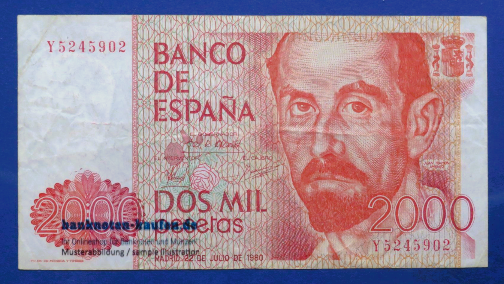 Spain - 2,000 Pesetas, 1980, circulated (USED / VF), P-159
