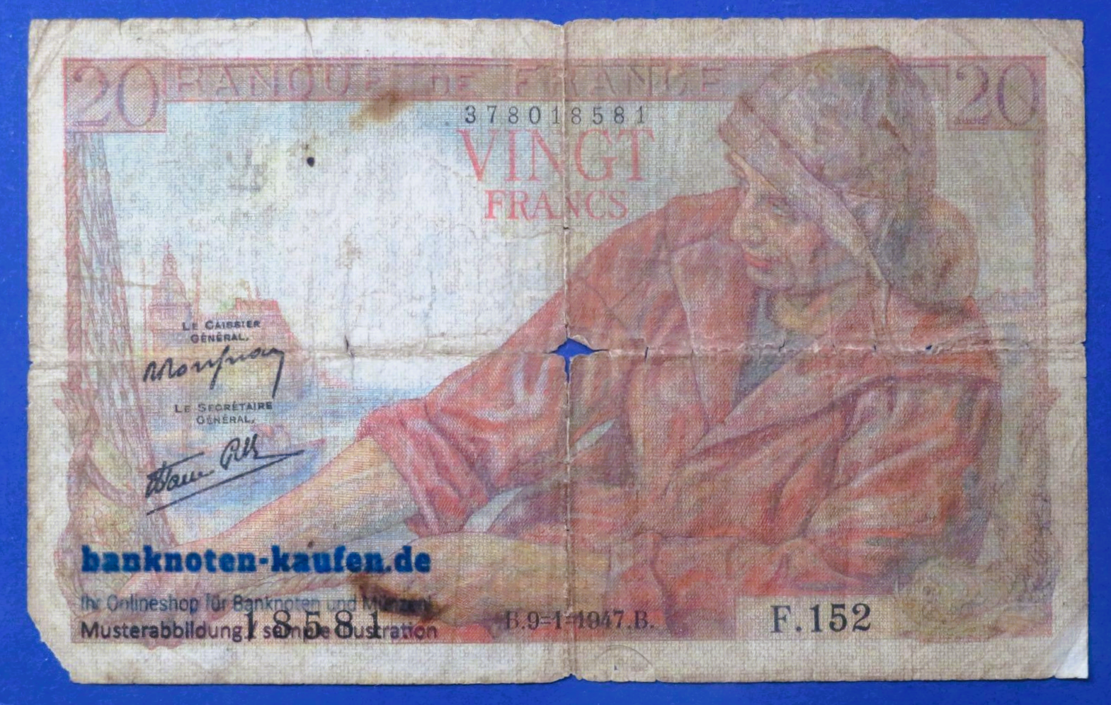 France, 20 Francs, 1947, circulated (USED / G), P-100